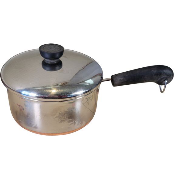 Revere Ware 2 Qt Copper‑Bottom Saucepan w/ Lid Clinton IL 1801 USA Vintage - Picture 1 of 8